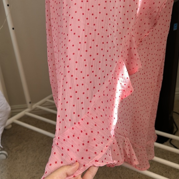 Lulus polka dot midi dress high low Galentines dress - Picture 9 of 16